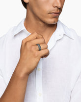 Chevron Band Ring in Black Titanium with Diamonds, 8mm